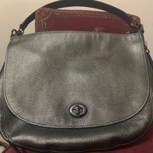 Large Pewter Coach 36762 Hobo Crossbody